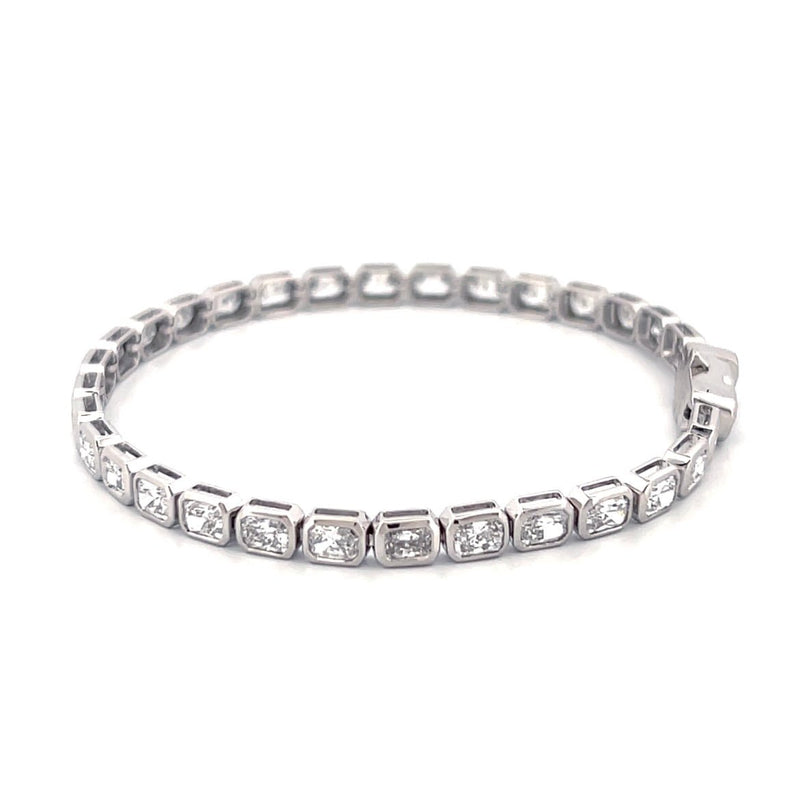 14K Gold Lab Grown Radiant Bezel Tennis Bracelet