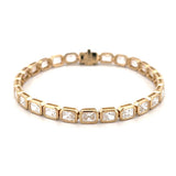 14K Gold Large Lab Grown Radiant Bezel Tennis Bracelet