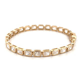 14K Gold Large Lab Grown Radiant Bezel Tennis Bracelet