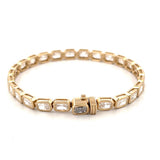 14K Gold Large Lab Grown Radiant Bezel Tennis Bracelet