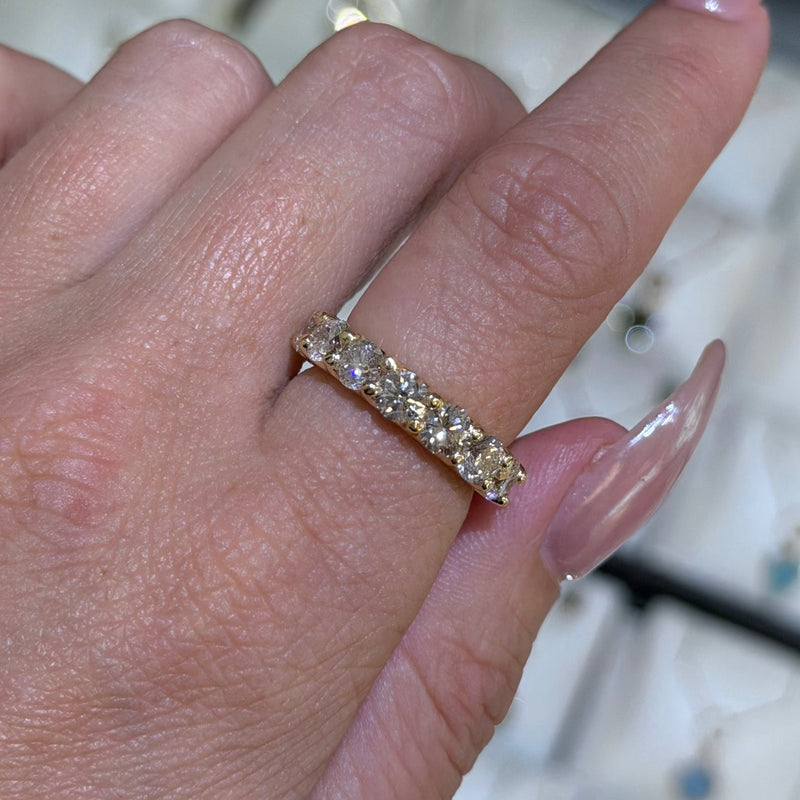 14K Gold Seven Round Diamond U Prong Band