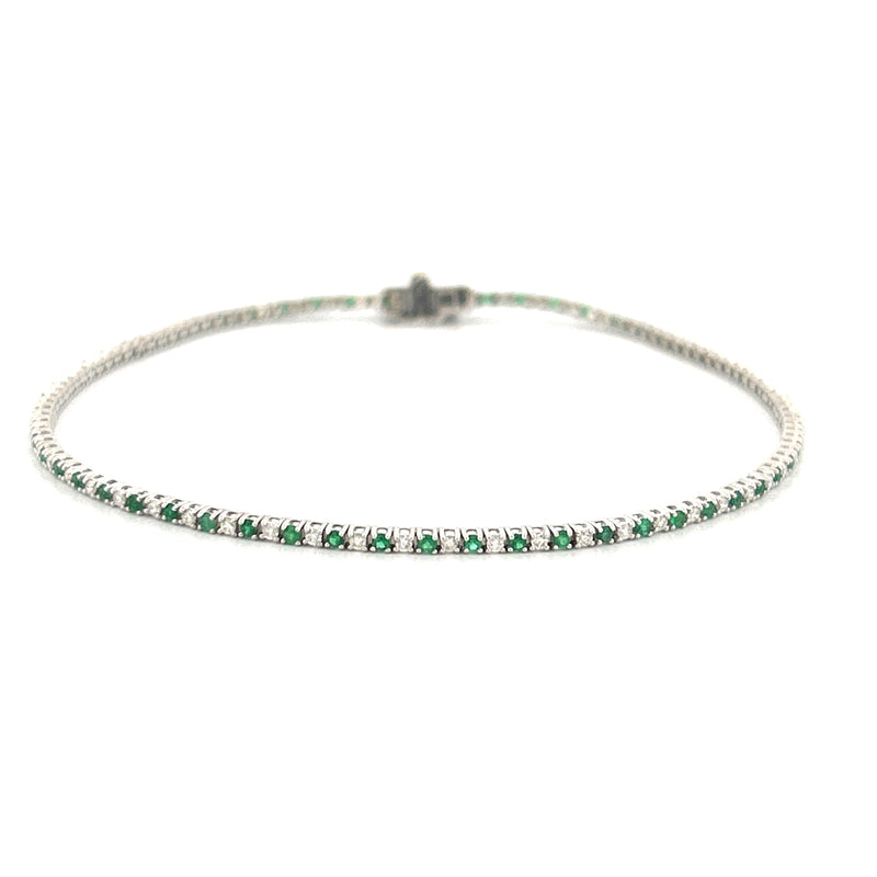 14K Gold Emerald and Diamond Tennis Bracelet