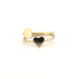 14K Yellow Gold Heart and Circle Diamond Cut Band