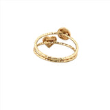 14K Yellow Gold Heart and Circle Diamond Cut Band