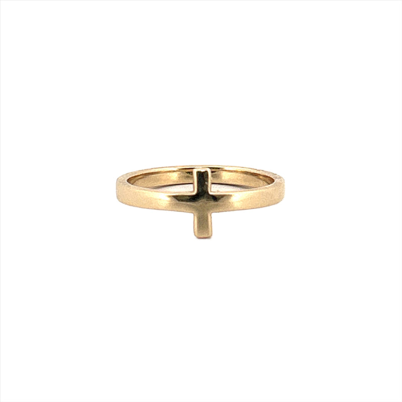 14K Yellow Gold 2MM Cross Band
