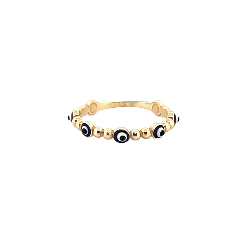 14K Gold Evil Eye Bubble Band