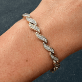 14K Gold Wavy Channel Diamond Bracelet