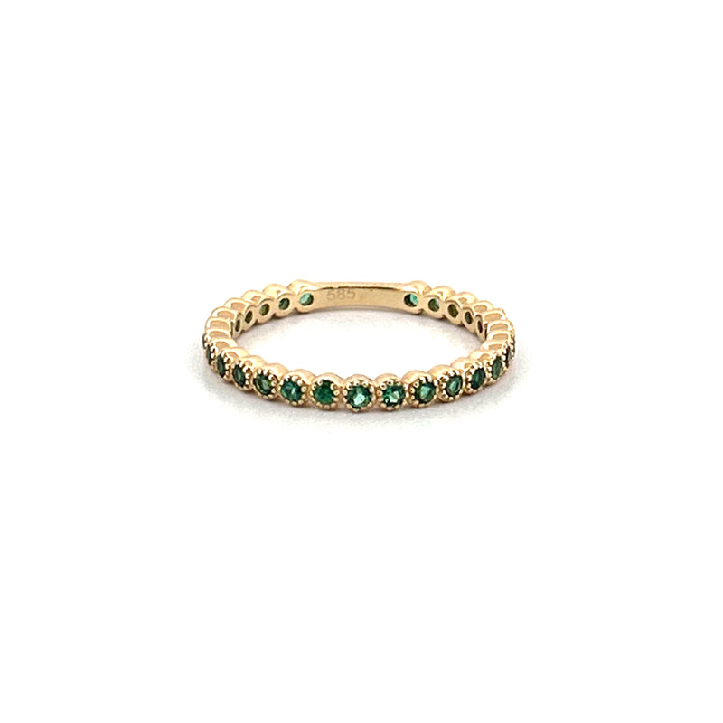 14K Gold Emerald Art Deco Band