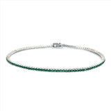14K Gold Emerald Color Stoned Tennis Bracelet
