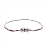 14K Gold Ruby Color Stoned Tennis Bracelet