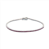 14K Gold Ruby Color Stoned Tennis Bracelet