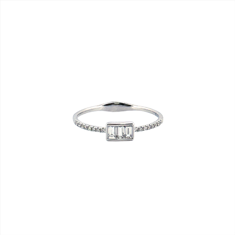 14K Gold Triple Baguette Diamond Band