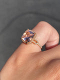 14K Gold 2.80 Carat Cushion Morganite Halo and U Shank Engagement Ring