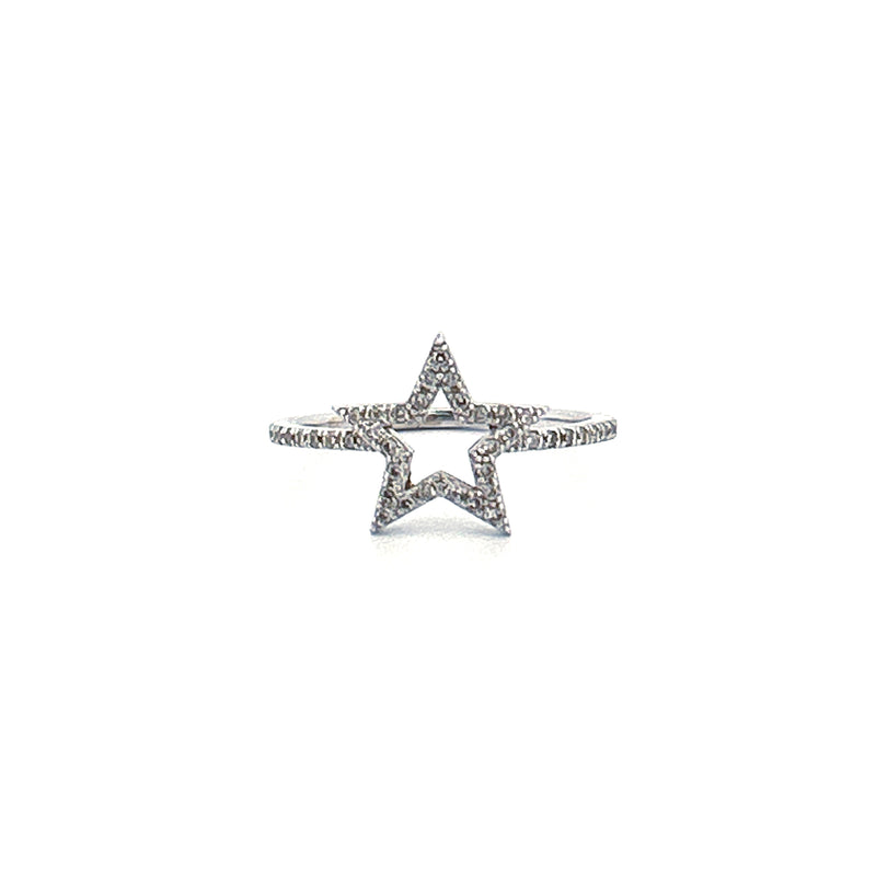 14K Gold Open Star Diamond Band