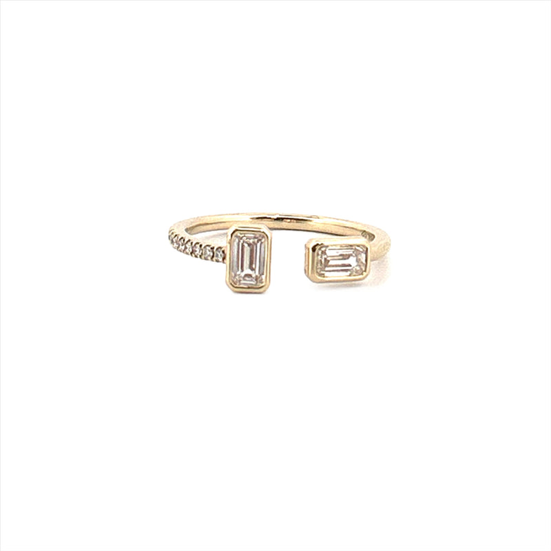 14K Gold Alternating Baguette Bezel Diamond Band
