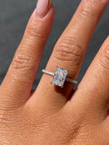 14K Gold 2.00 Carat Lab Grown Radiant Diamond Prong Set Under Halo Engagement Ring