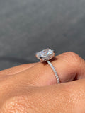 14K Gold 2.00 Carat Lab Grown Radiant Diamond Prong Set Under Halo Engagement Ring