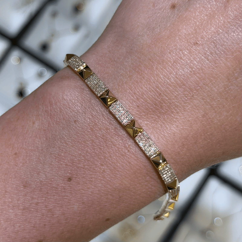 14K Gold Studded Diamond Pavé Bracelet