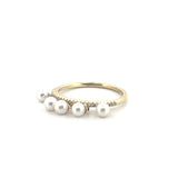 14K Gold Hanging Pearl Diamond Band