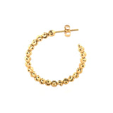 14K Gold Small Diamond Cut Ball Hoop Earrings