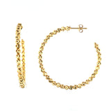 14K Gold Diamond Cut Ball Hoop Earrings