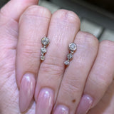 14K Gold Three Round Dangle Diamond Earrings