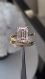 14K Gold 3.00 Carat Lab Grown Emerald Diamond Wrapped Baguette Engagement Ring
