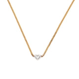 14K Two-Tone Gold Heart Halo Cuban Necklace