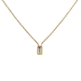 14K Gold Bezel Emerald Cut Diamond Pendant