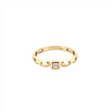 14K Gold Chain Link Baguette Bezel Diamond Band