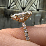14K Gold 3.00 Carat Lab Grown Marquise Diamond 6-Prong Under Halo Engagement Ring