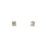 14K Gold 0.40 Carats Baguette Cluster Diamond Earrings