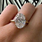 14K Gold 3.00 Carat Lab Grown Oval Diamond Cathedral Under Halo Engagement Ring
