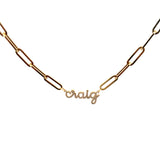 14K Gold Paper Clip Custom Name Necklace