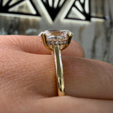 14K Gold 3.00 Carat Lab Grown Oval Diamond Cathedral Under Halo Engagement Ring