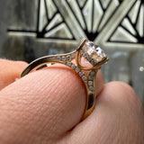 14K Gold 3.00 Carat Lab Grown Oval Diamond Cathedral Under Halo Engagement Ring