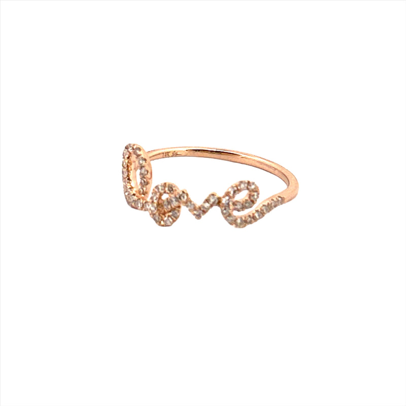 14K Gold Diamond LOVE Ring