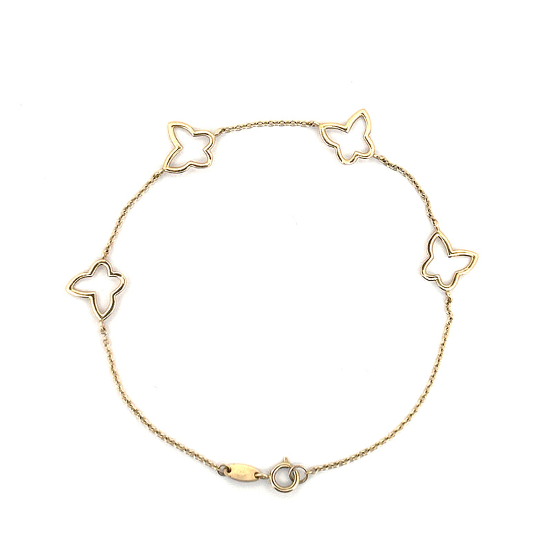 14K Yellow Gold Open Butterfly Bracelet