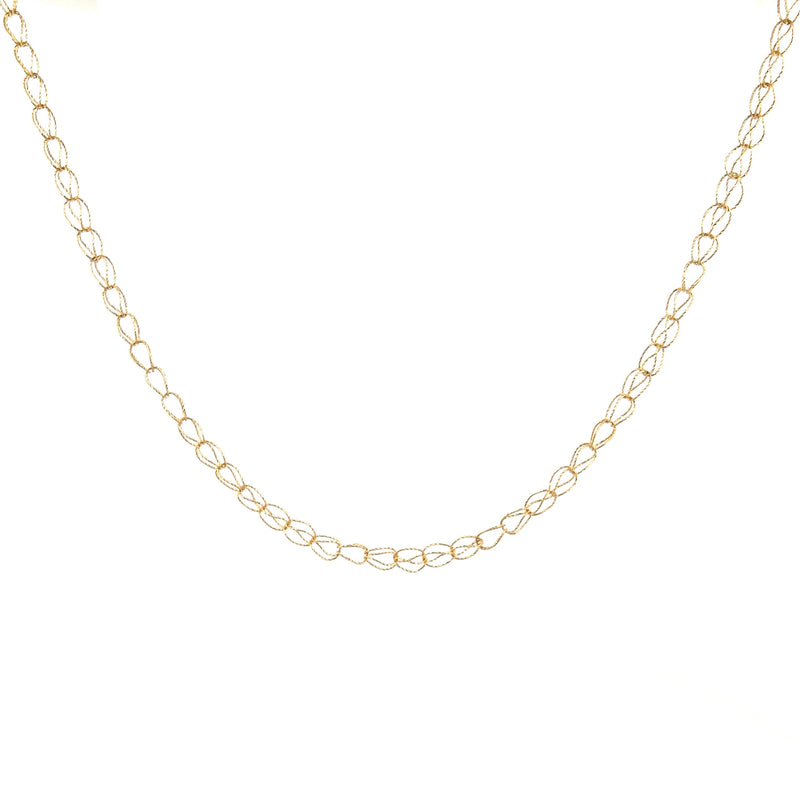 14K Gold Thin Fashion Diamond Cut Necklace