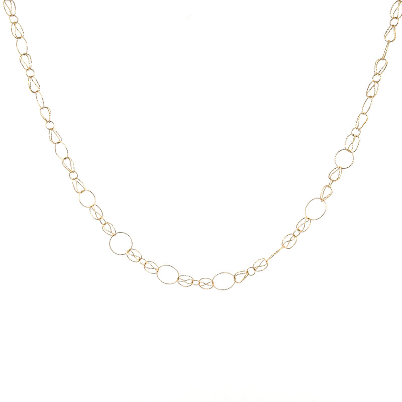 14K Gold Fashion Diamond Cut Necklace