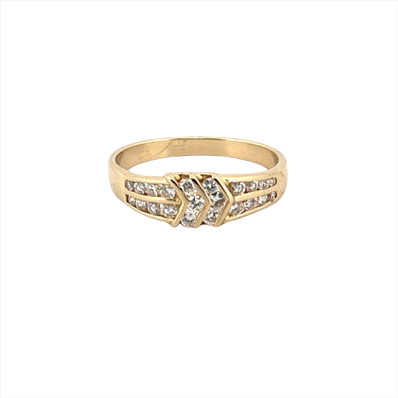 14K Gold Channel Set Duo Chevron Diamond Band