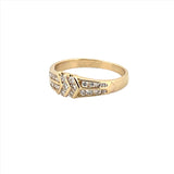 14K Gold Channel Set Duo Chevron Diamond Band
