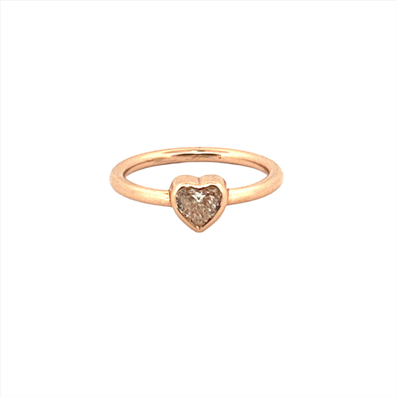 14K Gold Heart Bezel Diamond Solitaire Band
