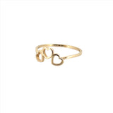 14K Gold Tri Hollow Heart Band