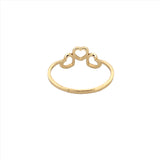 14K Gold Tri Hollow Heart Band