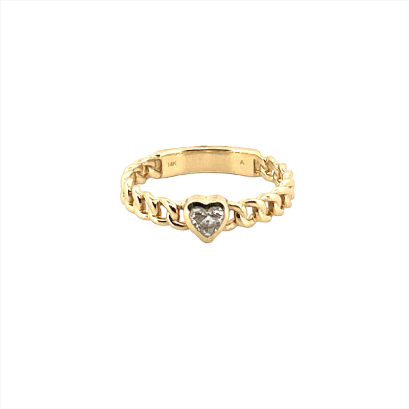 14K Gold Heart Bezel Cuban Diamond Ring