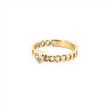 14K Gold Heart Bezel Cuban Diamond Ring