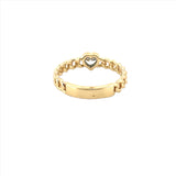 14K Gold Heart Bezel Cuban Diamond Ring