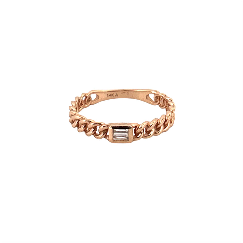 14K Gold Baguette Diamond Cuban Band