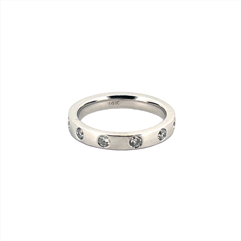14K Gold Inset Diamond Round Band
